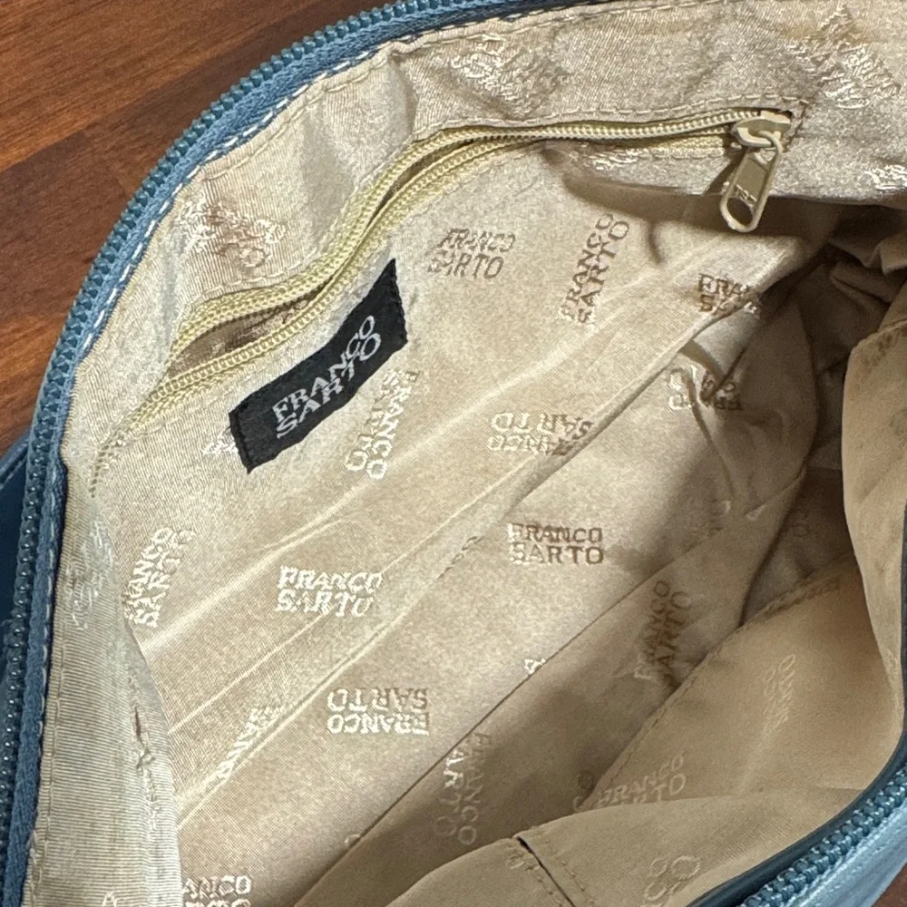 Franco Sarto Blue Shoulder Bag with Gold Details - Picture 6 of 9